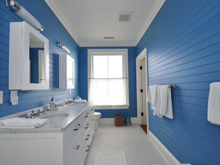 Màu sơn giúp phòng tắm thoáng đãng hơn