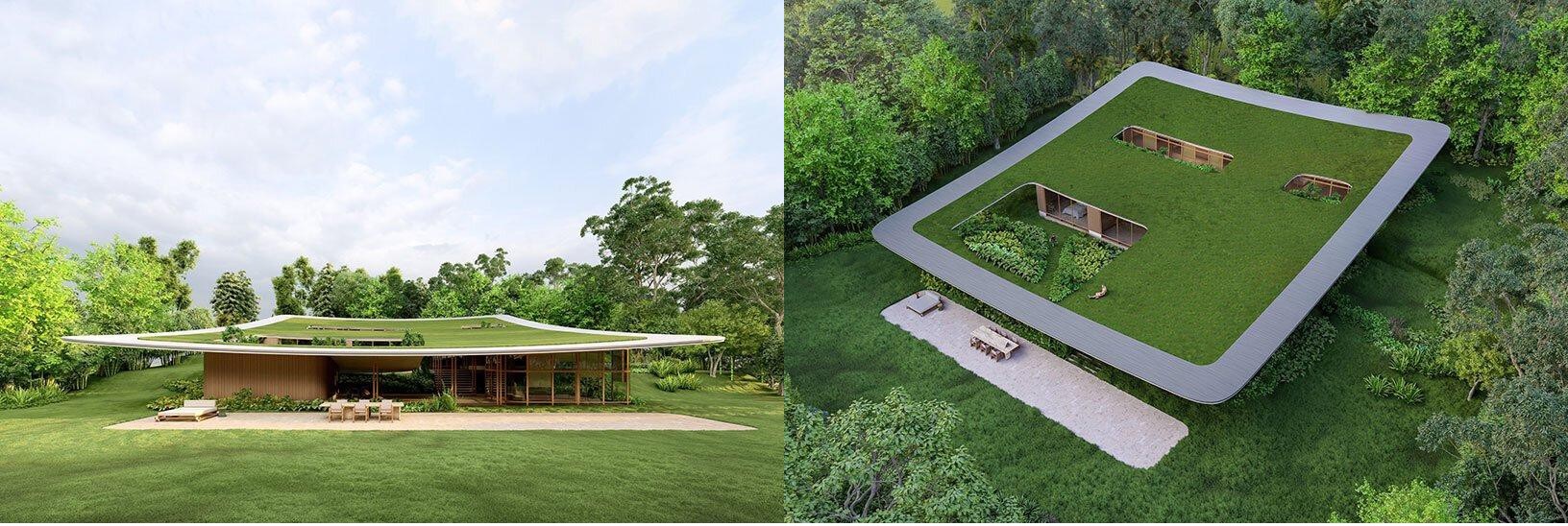 Thảm cỏ làm mái một thiết kế độc đáo ở Brazil